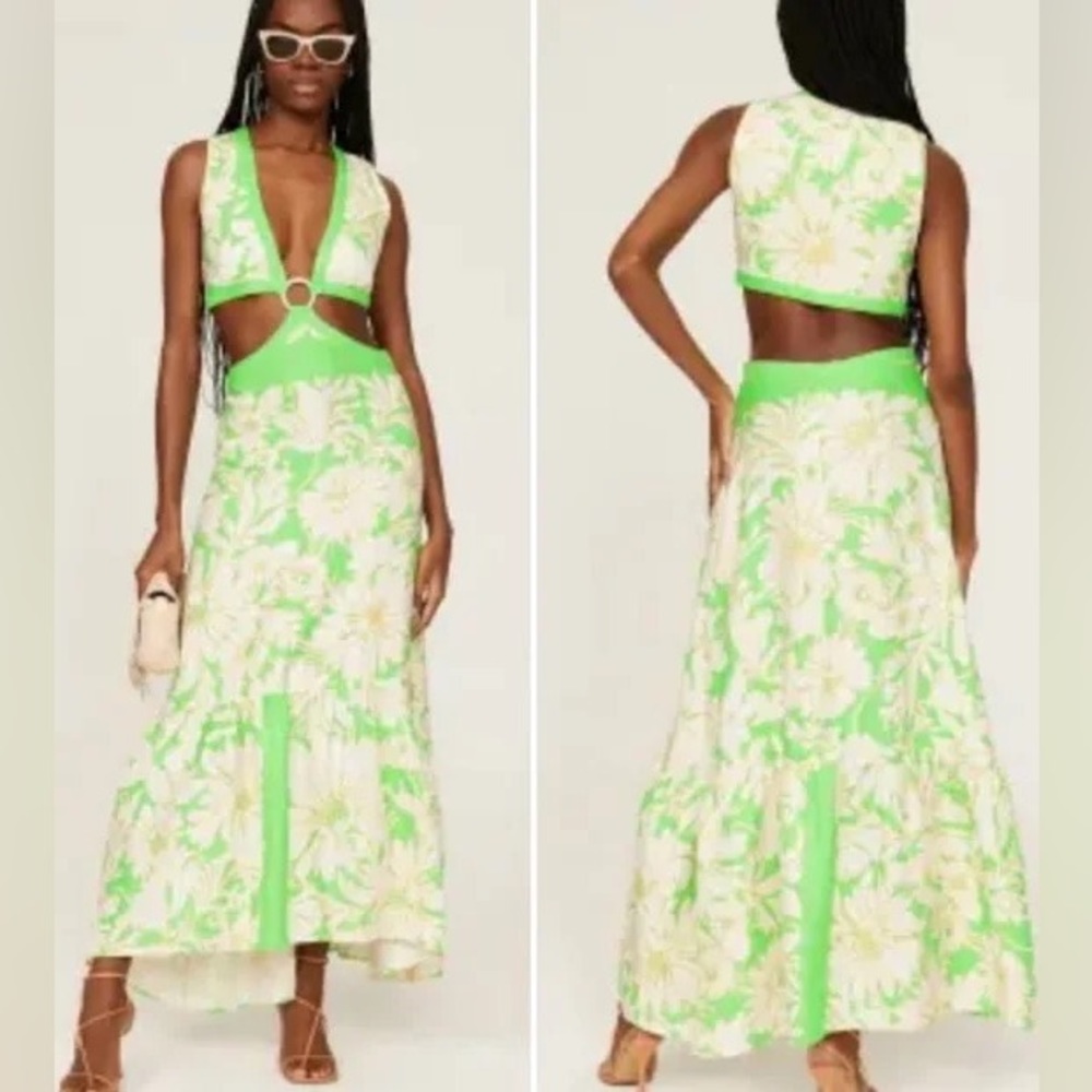 Sandro Millie Bobbie Brown Ludmila Floral Cut Out Long Dress
